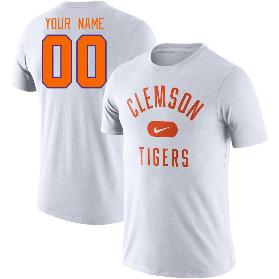 Custom Clemson Tigers Name And Number College Tshirt-White - Click Image to Close